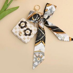 NEW Scarf Flowers Coin Purse EarPods Case Bag Charm Keychain